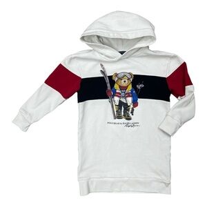 Polo Ralph Lauren BIG GIRLS Size 7 Small Dress Polo Bear Fleece Hoodie Skii